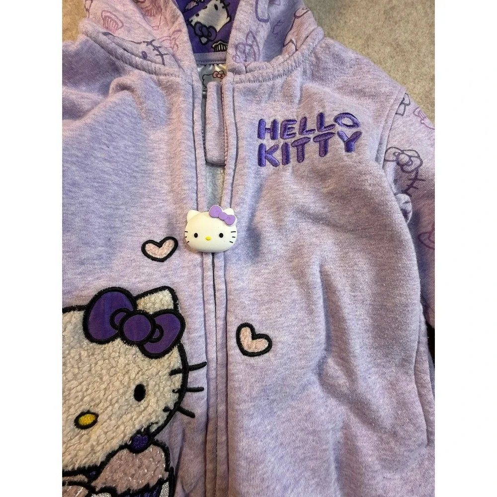Hello Kitty Girls Lavender Zip Up‎ Hoodie Sweatshirt Size 4 Cupcake KY0001A
